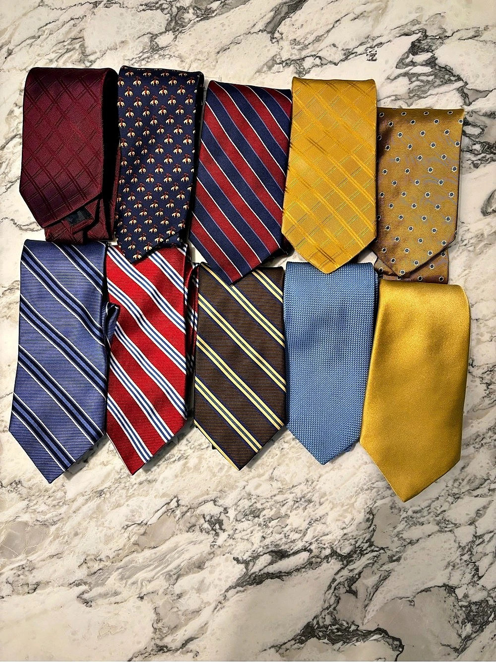 Brooks Brothers 346 Silk Necktie Lot Blue & Red & Brown & Gold